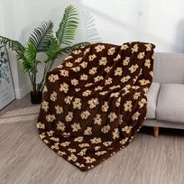 Flannel Bear Print Blanket Cute Teddy Pattern Soft Cozy Throw Home Decor Living Room Sofa Bed Warm Comfort Quality Certified 70X100CM