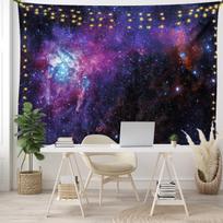 Galaxy Tapestry, Starry Night Nebula Cloud Celestial Theme Image Space Art Elements Print, Wide Wall Hanging For Bedroom Living 70x100CM
