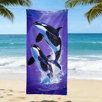 Orca banginio jūrų grafikos paplūdimio rankšluostis, mikropluošto patvarus, be smėlio, namų dekoras, dovana, vandenyno rašto didelis vonios rankšluostis 40x60cm