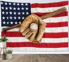 Sport Tapestry Baseball Glove Bat American Flag Wall Hanging for Bedroom Living Room Dorm Party Decor 40x60cm