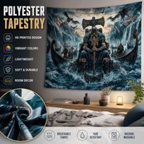 Viking Dragon Axe Tapestry Flat Print Epic Warrior Ship Wall Art Aesthetic Home Decor For Dorm Living Room Bedroom Poster 40X60CM