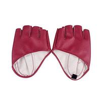 Women Fashion PU Leather Pole Dance Half Palm Fingerless Gloves Half Finger raudona