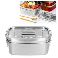 304 Stainless Steel Insulated Lunch Box 1.5L Bento Lunch Box Food Storage Container  For Office sidabras