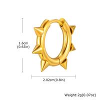 Vnox Stainless Steel Hypoallergenic Spike Circle Round Hoop Earrings, 20.2x16mm Gothic Punk Jewelry Gifts for Men Party Festival