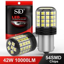 2vnt Real 42W P21W LED 1156 BA15S BAU15S PY21W BAY15D LED lemputė 1157 P21/5W R5W T20 7440 7443 W21W W21/5W WY21W LED automobilio signaliniai žibintai 54SMD automatinė lempa 1156 BAU15S PY21W geltona