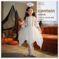 Halloween Costumes Girls Animal Party Angel Dress Flower Fairy Wings Elf Kids Dress 110cm