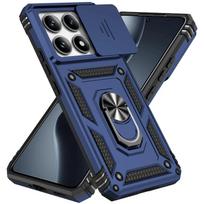 Dėklas Xiaomi 14T Pro, su magnetiniu žiedu automobiliui, besisukančiu laikikliu, slankiojančiu kameros objektyvo apsauginiu dangteliu, karinio lygio apsauga nuo smūgių, skirtas Xiaomi 14T For Xiaomi 14T mėlyna