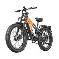 ZAZAWORK CF26MAX Visureigis Elektrinis Dviratis 500W*2 Variklis 48V25AH Baterija 26 Colių Visureigio Padangos 50 KM/H Didžiausias Greitis 120KM Nuotolis E-Dviratis oranžinė