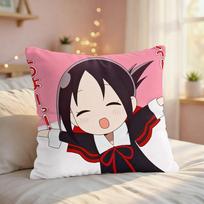 Kaguya-Sama L-Love War Sexy Cushion Cover Silky Short Plush Invisible Zipper Dustproof Sofa Pillow Case For Home Decor Peach skin 18*18(CM)-1Pcs