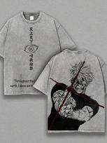 Gojo Satoru T Shirt Jujutsu Kaisen JJK Anime Acid Wash Vintage Oversized Men Tee XL