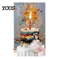 Saturated Color Backdrop Happy Birthday Decorations, Cake Pattern Hanging Background Matte Polyester Sign for Boys Girls, Baby Shower, Party Supplies A