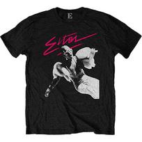 Men's Elton John Pink Brush T-shirt Small Black XL