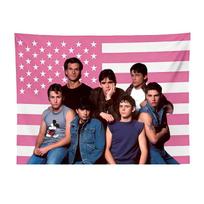 „The Outsiders“ aktorių rožinė Amerikos vėliavos gobelenas, estetiškas retro sienų dekoras, miegamojo ar bendrabučio dekoras, 80-ųjų filmo gerbėjo dovana 40X60CM black
