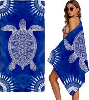 Blue Tie Dye Sea Turtle Print Beach Towel Boho Ocean Themed Quick Dry Sand Free Lightweight Towel For Beach Pool Travel Camping 50X100cm &1pc