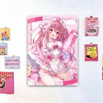 Kawaii Pink Maid Girl Galgame Anime Tapestry Wall Art Cutecore Room Decor Aesthetic Room Decoration Accessories 40X60CM