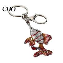 Electroplated Keychain Zinc Alloy Pendant, Fish Shape Key Holder with Oil Drip Craftsmanship Rhinestones Inlaid, Enamel Craft Lobster Clasp balta