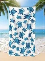Sea Turtle Microfiber Beach Towel, Blue White Marine Animal Bath Towel, Aesthetic Tropical Summer Travel Blanket for Women Men 50x100cm