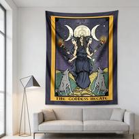 Tarot Moon Tapestry Hecate Goddess Mandala Wall Hanging For Hippie Astrology Divination Witchcraft Decor 40X60CM