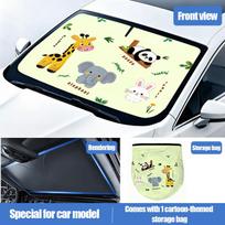 Funny Cartoon Animals Sun Visor Aluminum Foil Windshield Sunshade With Reflective Uv Block Heat Insulation, Foldable Universal