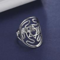 Dawapara Wheel of Hecate Symbol Adjustable Ring Star of David Religious Amulet Pagan Goddess Wiccan Gift Stainless Steel Jewelry