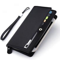 Men's Long Wallet Multi-card Slot Card Holder Business Wallet with Zipper Multi Functional PU Leather Coin Purse Man Gift juoda