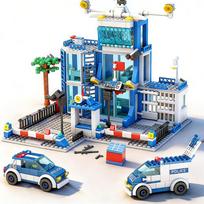 Miesto policijos komisariato kaladėlės Policijos automobilio kaladėlės Kaladėlės MOC surinkimo žaislas Vaikų Kalėdų šventės dovana