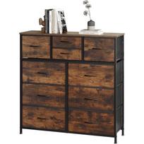 WOLTU Commode, 10-Drawer Fabric Chest of Drawers, Metal Frame, Engineered Wood Top, Rustic Brown+Black W0ITT0114