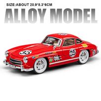 1:24 Scale 300SL 500K Retro Car Model Toy Doors Opened Metal Diecast Vehicles Simulation Sound Light Models Presents for Kids