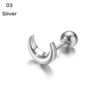 Flower Crown Cartilage Helix Tragus  Stud Earrings Silver Gold Color Body Jewelry CZ Ear Piercing 3 sidabras