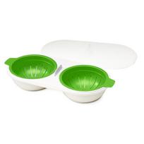 Microwave Egg Poacher Food Grade Cookware Double Cup Egg Boiler  Kitchen Steamed Egg Set Microwave Ovens Cooking Tools ARI žalia