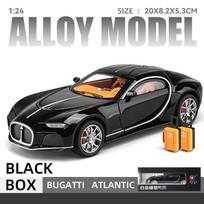 1/24 Scale Bugatti Atlantic Diecast Toy Car Vehicle Miniature Classic Model Pull Back Sound & Light Collection Gift for Boy Children juoda