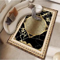 Luxury Style Black Gold Carpet Large Area Living Room Decoration Bedroom for Rugs Non-slip Customizable Cloakroom Soft Floor Mat 60*90cm