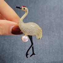 Exquisite Crane Luxurious and High-end Accessories Brooch 3*6CM