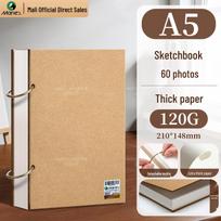 Mali Art Student A4 Thickened Cowhide Spiral Sketchbook, Blank for Hand-Painted Drawings gray
