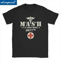Novelty Mash 4077 Alan Alda War 4077th T-Shirt Men Women's Round Neck Cotton T Shirts M*A*S*H Short Sleeve Tees Gift  Clothes... S įvairiaspalvis