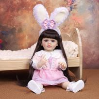Realistic Reborn Baby Girl Doll 55cm Long Hair made of KEIUMI Full Silicone Vinyl Bebe Reborn Kids Birthday Gifts 22 inch about 55cm