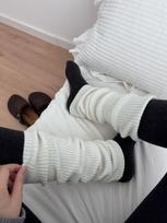 Autumn Winter Solid Color Knitted Women Leg Warmers 10% Wool Foot Cover Thicken Warm Leg Cover Solid Color Long Socks Stockings 35-39 balta