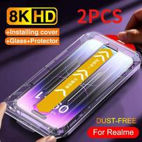 For Realme 5 5i 6 6i 7 8 9 10 11 12 13 14 Pro Plus 15T 14T 14X 12X 11X 50 60 60X 70 Auto-Dust One-click Installation Tempered Glass Screen Protector Realme 5/5i/6i/C3
