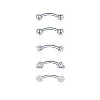 5Pcs 16G Bent Barbell Piercing Jewelry for Rook Eyebrow Tongue Cartilage Navel Belly Lip Retainer 16G-1.2mm-0.05in-6mm