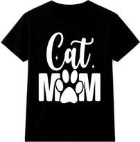 Cat Mom T-Shirt Funny Paw Print Cat Lover Gift Kitten Birthday Cute Graphic Tee L