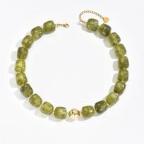 Colorful Beaded Choker Necklace for Women Boho Style Large Square Acrylic Beaded Necklace Beach Summer Handmade Jewelry Gift žalia