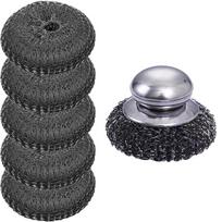 6Pcs Ergonomic Grip Stainless Steel Scrub Brushes Set Metal Scrubber  Pan Cleaning 1 brush 5 head