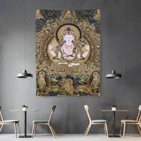 Tibetan Thangka Avalokiteshvara Wall Tapestry Buddha Decor Mandala Poster Wall Hanging Spiritual Meditation Room Yoga Altar Gift 40x60 cm