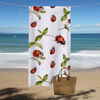 1 X Modern Ladybug Print Quick-Drying Microfiber Beach Towel, Polyester Fabric, Machine Washable, Suitable For Beach, Camping 70X140cm