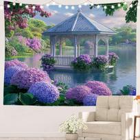 Romantic Flower Victorian Border Dragonfly Wildflower Hippie Trippy Tapestry Wall Art Meditation Decor For Bedroom Living Room 70x100CM