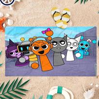 1Pc S-Sprunki Cartoon Beach Towel Quick-Drying Super Absorbent Suitable For Beach Pool Summer Funny Gift For Friends And Family 40X60CM