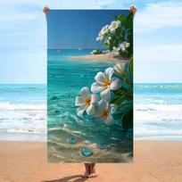 Tropical Floral Plumeria Beach Towel Beach Mat Picnic Blanket Resort Outdoor Pool Summer Vacation Hawaii Paradise Home Decor 50x100cm(20x40in)