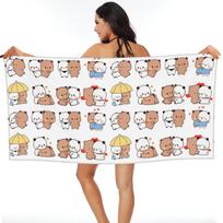 Bubu Dudu Bear And Panda Beach Towel Soft Microfiber Quick Dry Absorbent Quick Towels For Mountain Climbing 70x140 cm