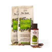 Nat Habit Ready To Apply Henna Paste And Stain Boost Hair Oil Set For Deep Conditioning And Vibrant Natural Hair Colour (440g + 50ml)