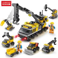 Building blocks, boy puzzle assembled car toys, children's space flight, deformed police car fire fighting